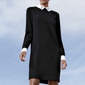 Victoria Beckham Target Bunny Collared Dress Black White Long Sleeve Size XS NWT